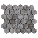 Silver Emperador Marble Hexagon 2" Polished Mosaic Floor and Wall Tile - Livfloors Collection