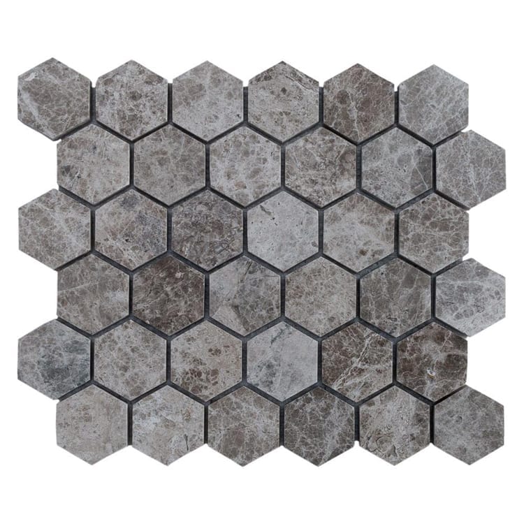 Silver Emperador Marble Hexagon 2" Polished Mosaic Floor and Wall Tile - Livfloors Collection