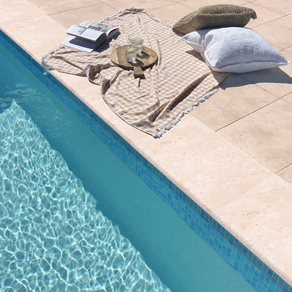 Miletos Ivory 12"x24" Tumbled Travertine Pool Coping - Full Truckload