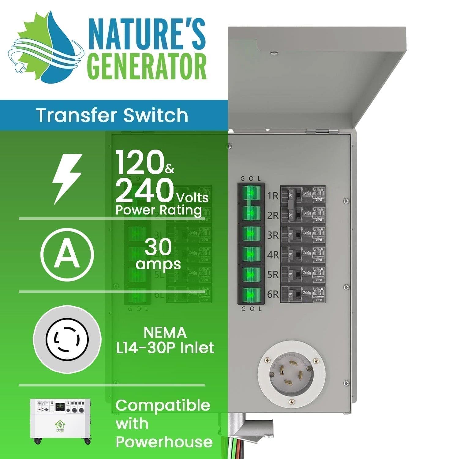 Nature's Generator 12-Circuit 120/240V 30A Non-Automatic Power Transfe