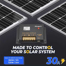 Controlador de carga solar BougeRV Li 30A 12V/24V PWM (conexión a tierra negativa)