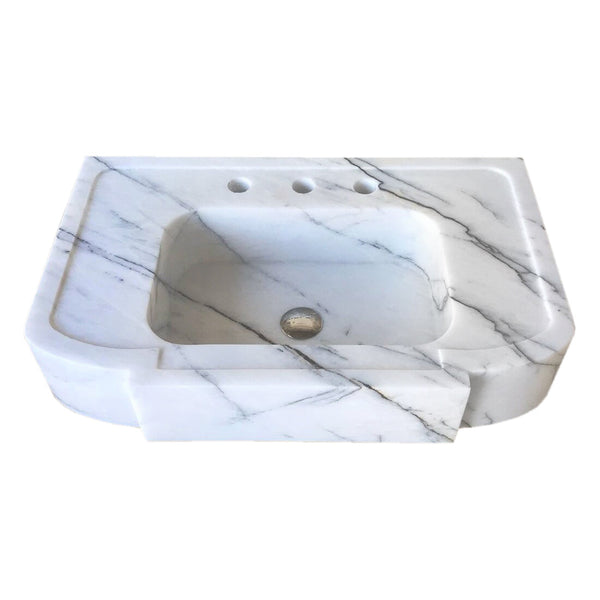 New York White Marble Wall-mount Bathroom Sink Polished (W)18" (L)28" (H)6"