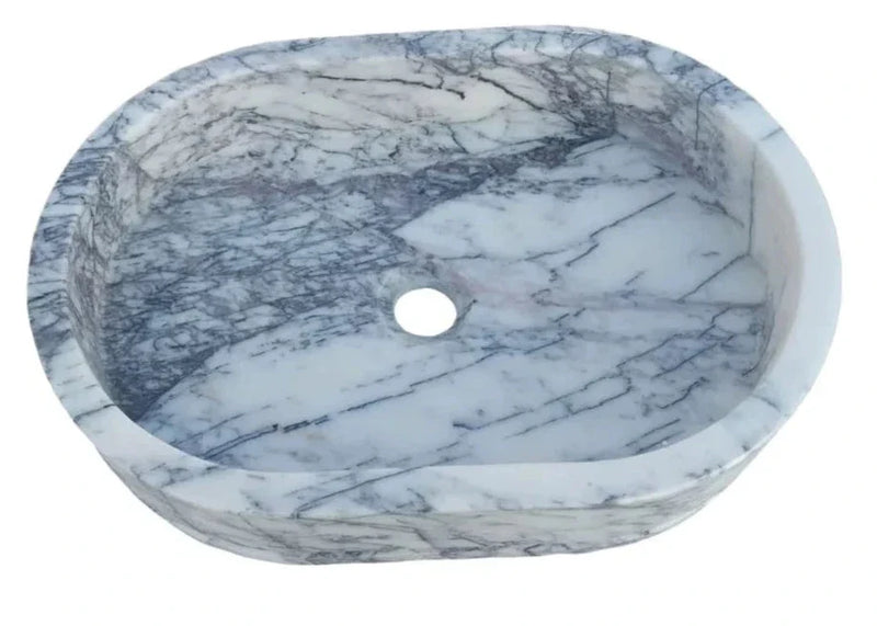 New York Marble Ellipse Wall-mount Bathroom Sink (W)14" (L)20" (H)5"