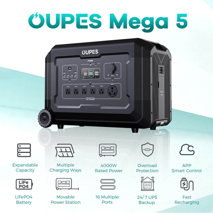 OUPES Mega 5 Home Backup & Portable Power Station | 4000W 5040Wh