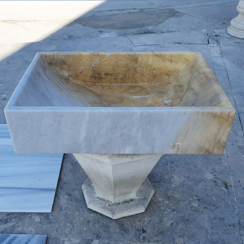 Natural Stone Picasso Marble Farmhouse Sink Polished W:16", L:24"