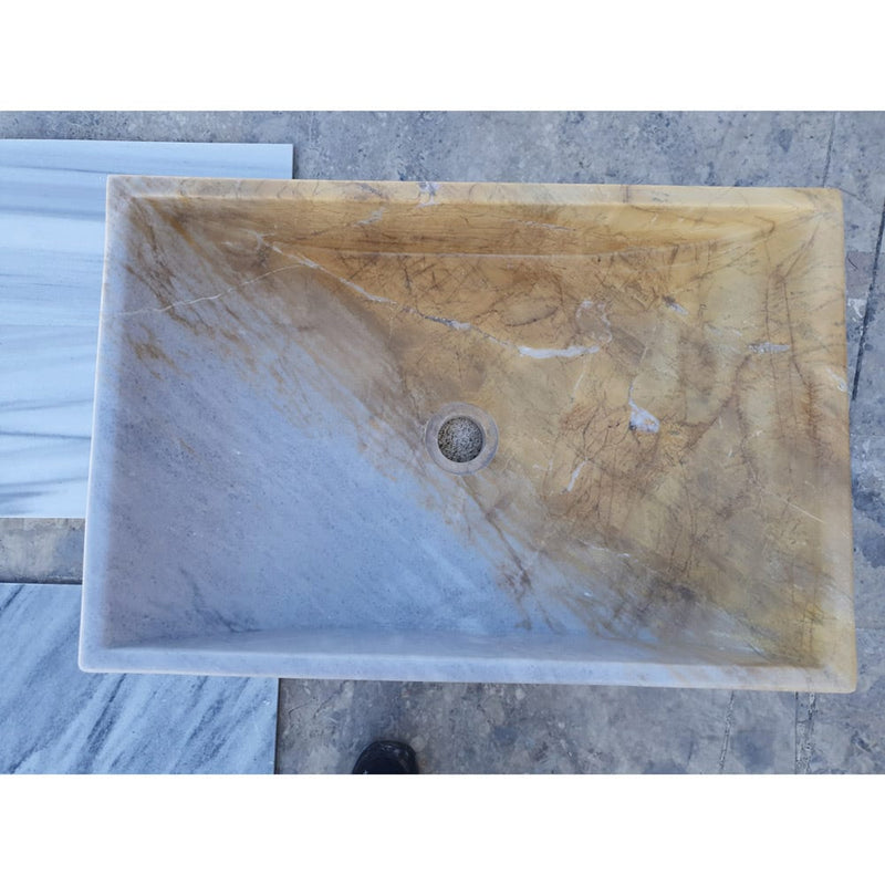 Natural Stone Picasso Marble Farmhouse Sink Polished W:16", L:24"