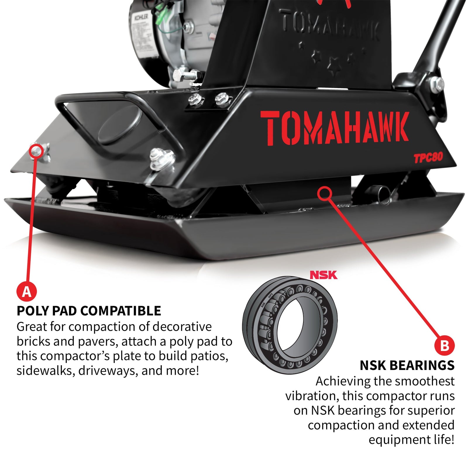 Vibratory Plate Compactor Tamper with Kohler Engine for Dirt Gravel So