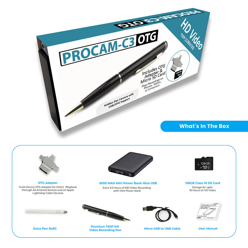 PBN - TEC PROCAM-C3 Video Recording Pen 128GB