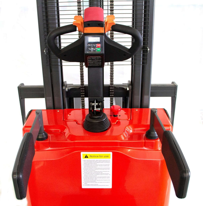 PS3300FE-3M Electric Pallet Stacker, 3300 lbs Capacity, 9.8 ft Lifting Height, Electromagnetic Brake