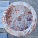 Natural Stone Tiger Marble Vessel Sink Polished D: 16" H: 6"