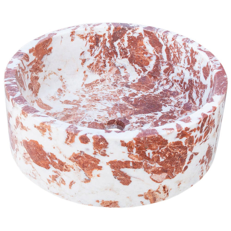 Natural Stone Tiger Marble Vessel Sink Polished D: 16" H: 6"