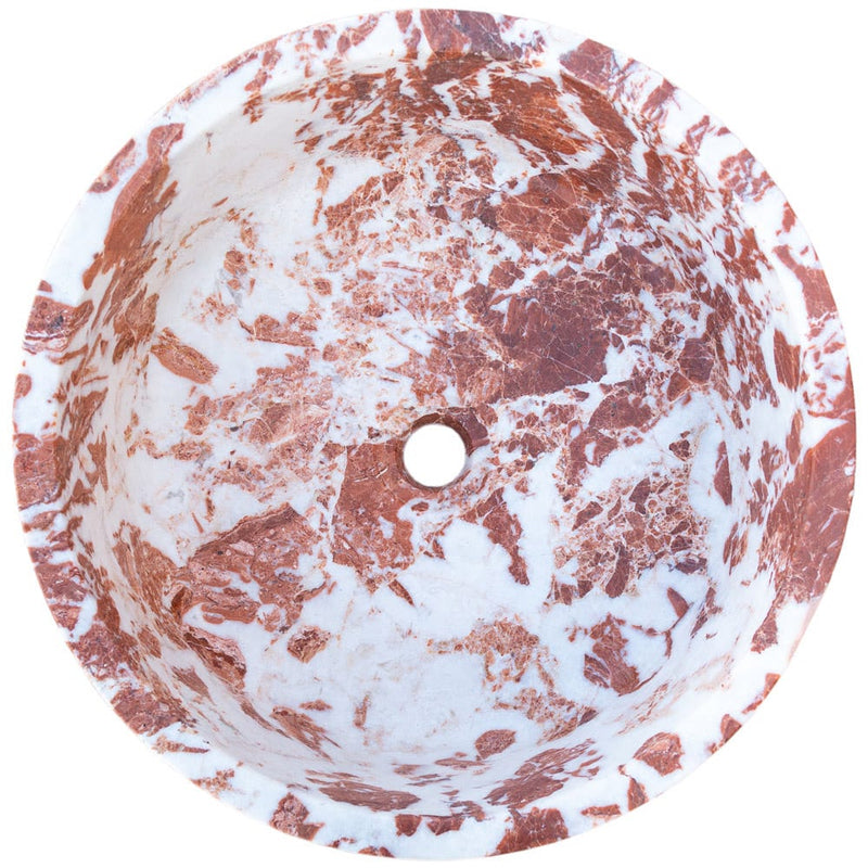 Natural Stone Tiger Marble Vessel Sink Polished D: 16" H: 6"