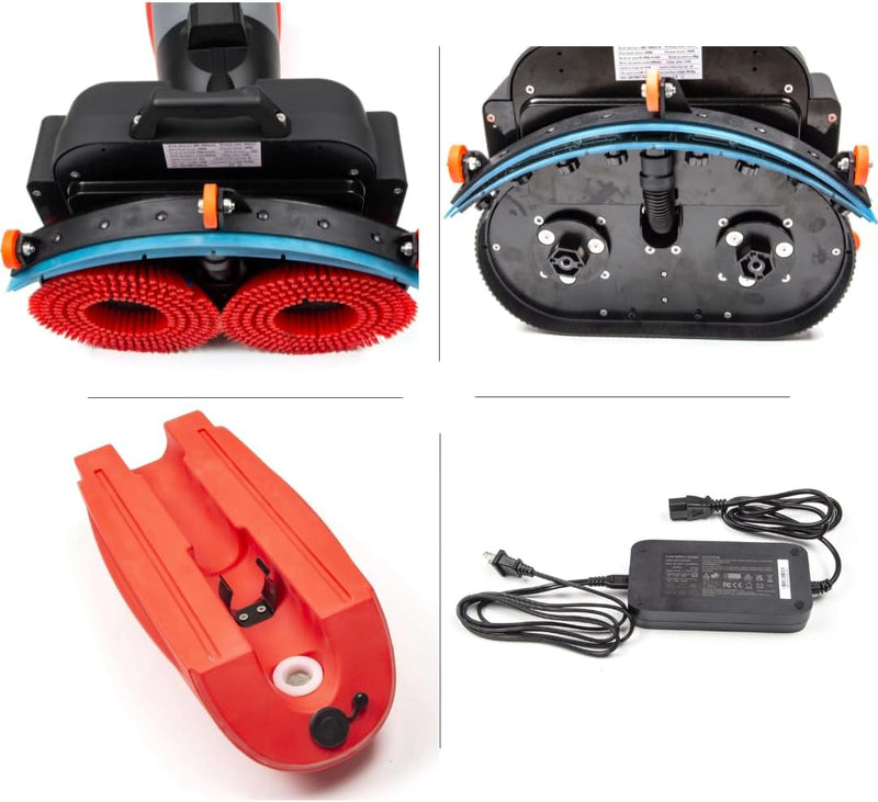SM430 17" Walk-behind Floor Scrubber Machine, 360 Degree Rotating Head, 10000 sqft/h, Cordless Rechargeable Lithium Battery