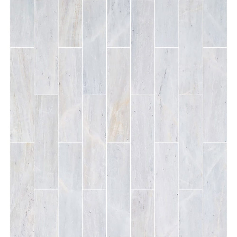 Solto White Marble Tile Honed Floor and Wall Tile 6"x24" - Livfloors Collection