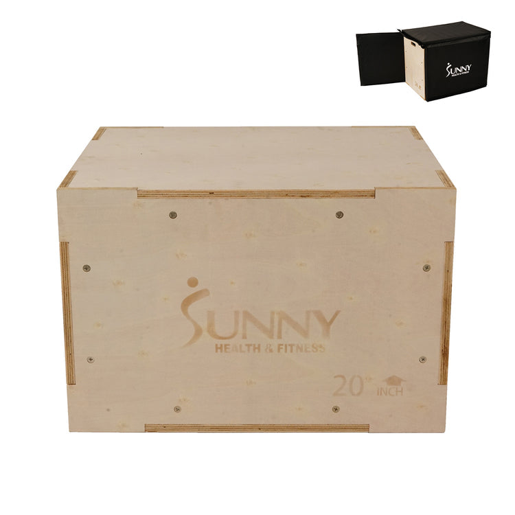 Sunny Health & Fitness Wood Plyo Box with Cover - NO. 084