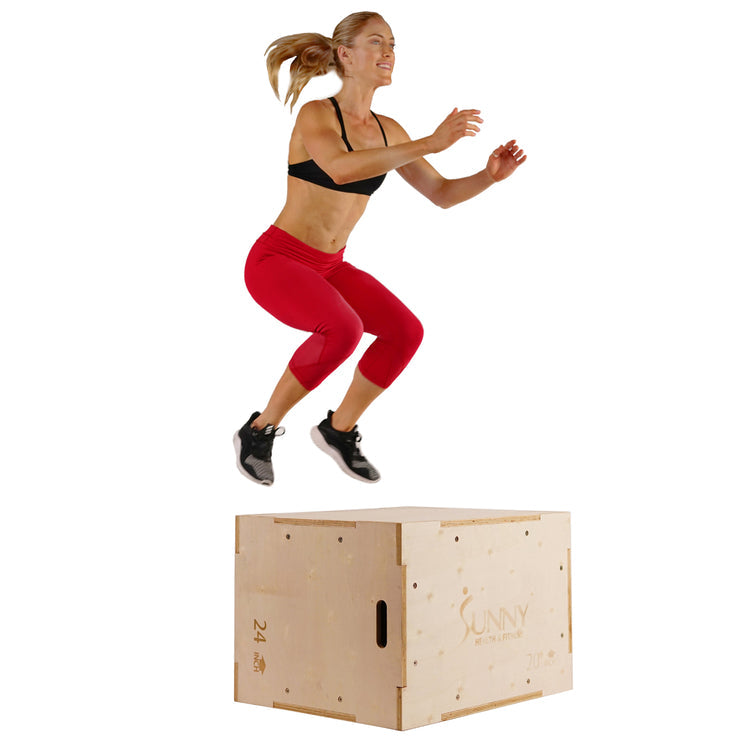 Cajón pliométrico de madera con tapa Sunny Health &amp; Fitness - N.º 084