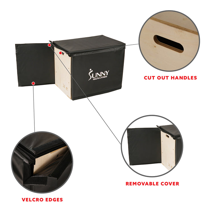 Cajón pliométrico de madera con tapa Sunny Health &amp; Fitness - N.º 084