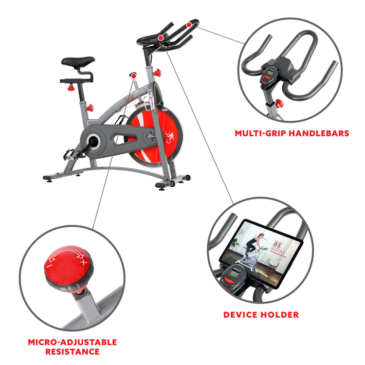 Bicicleta de ciclismo para interiores con transmisión por correa Sunny Health &amp; Fitness - SF-B1423