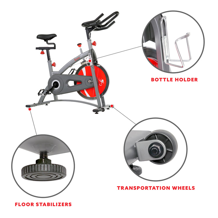 Bicicleta de ciclismo para interiores con transmisión por correa Sunny Health &amp; Fitness - SF-B1423