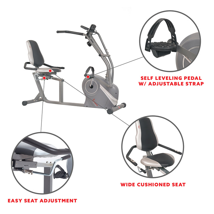 Sunny Health & Fitness Cross Trainer Magnetic Recumbent Bike with Arm Exercisers - SF-RB4936