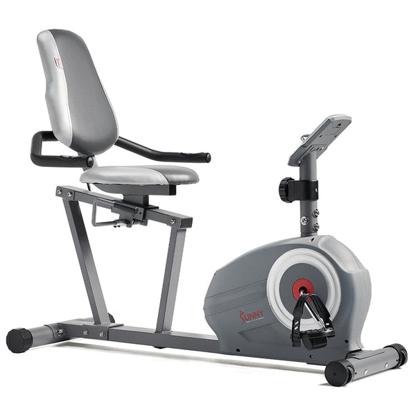 Bicicleta reclinada inteligente magnética Sunny Health &amp; Fitness Essentials Series con aplicación exclusiva SunnyFit y conectividad Bluetooth mejorada - SF-RB422003