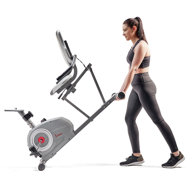 Sunny Health & Fitness Essentials Series Magnetic Smart Recumbent Bike with Exclusive SunnyFit App Enhanced Bluetooth Connectivity - SF-RB422003