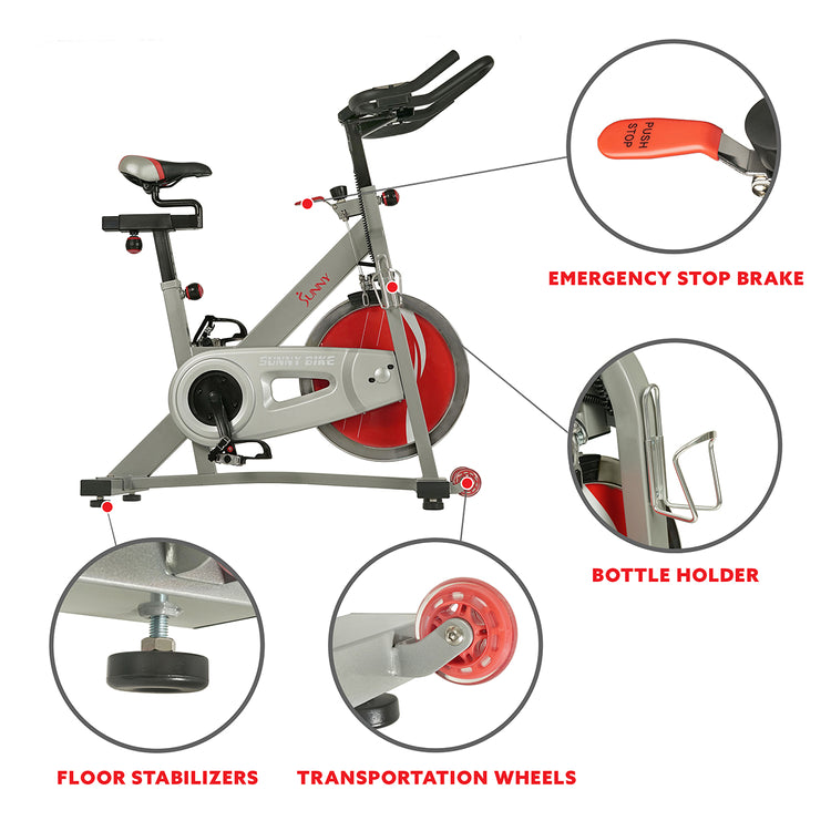 Bicicleta de ciclismo indoor Sunny Health &amp; Fitness Pro II con soporte para dispositivo y pantalla avanzada – SF-B1995