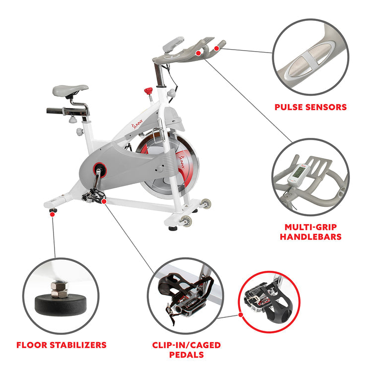 Bicicleta de ciclismo para interiores de primera calidad con transmisión por correa magnética Sunny Health &amp; Fitness - SF-B1876