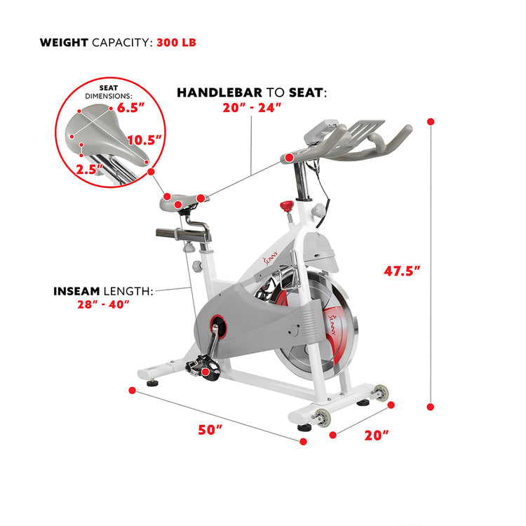 Bicicleta de ciclismo para interiores de primera calidad con transmisión por correa magnética Sunny Health &amp; Fitness - SF-B1876