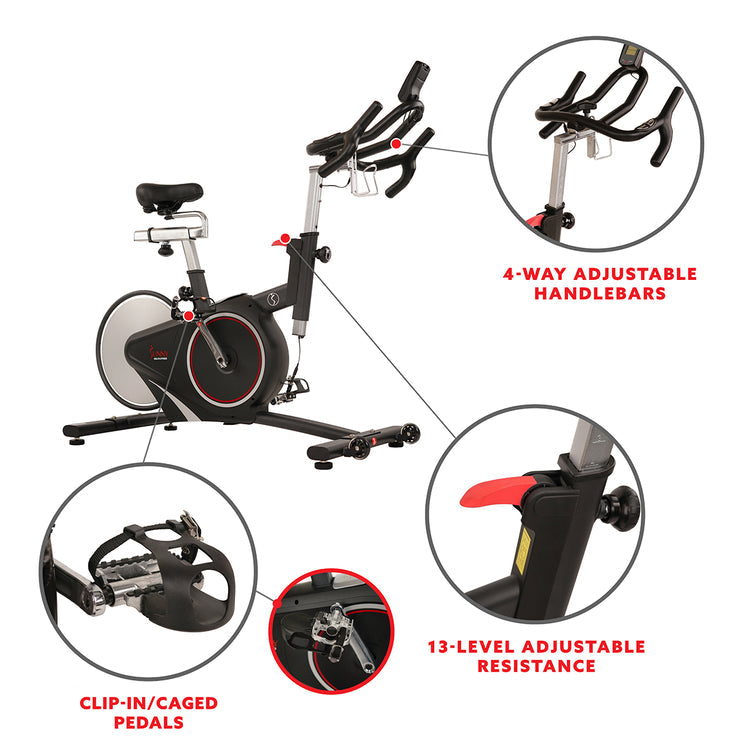 Sunny Health & Fitness Belt Drive Magnetic Indoor Cycling Bike SF-B1709