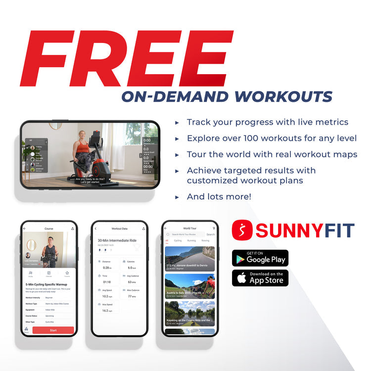Elíptica reclinable de la serie interactiva Performance de Sunny Health &amp; Fitness SF-RBE420035
