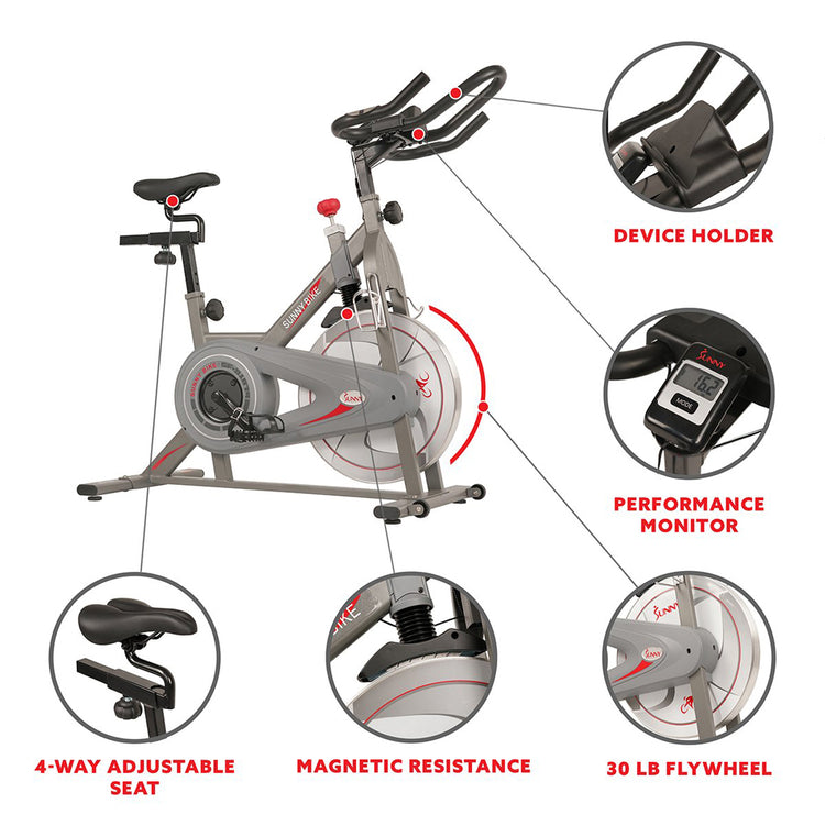 Bicicleta de ciclismo para interiores magnética Synergy de Sunny Health &amp; Fitness - SF-B1879