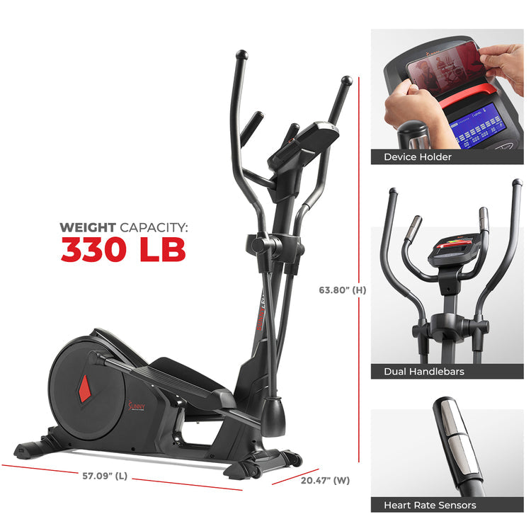 Máquina de ejercicios elíptica premium Sunny Health &amp; Fitness Entrenador inteligente con aplicación exclusiva SunnyFit Conectividad Bluetooth mejorada