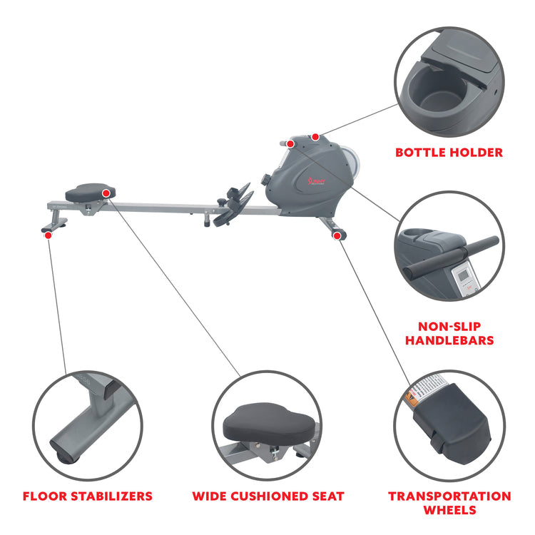 Máquina de remo con volante de inercia Sunny Health &amp; Fitness - SF-RW5856