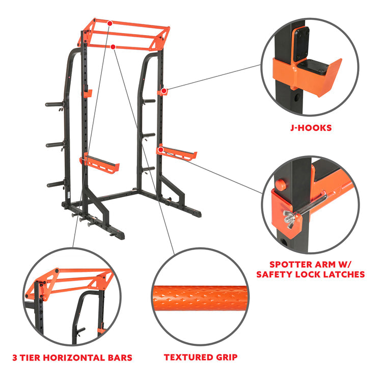 Jaula de potencia de alto rendimiento y alta resistencia Sunny Health &amp; Fitness Power Zone con capacidad de peso de 1000 lb – SF-XF9933