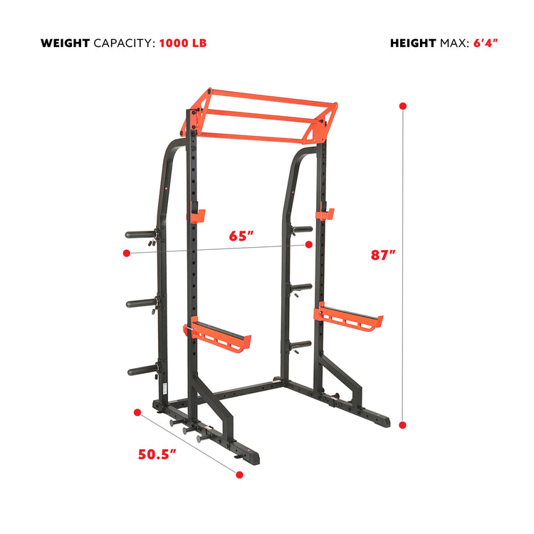 Zone 2 Rack Sunny Health & Fitness Power Zone Half Rack Heavy Duty Performance ...