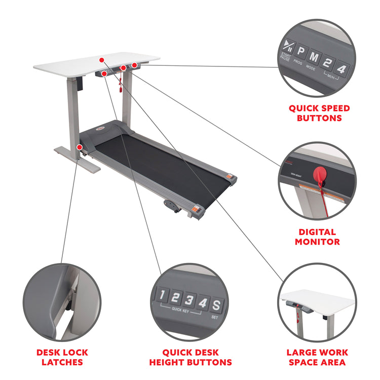 Cinta de correr Sunny Health &amp; Fitness con escritorio automático desmontable - SF-TD7884
