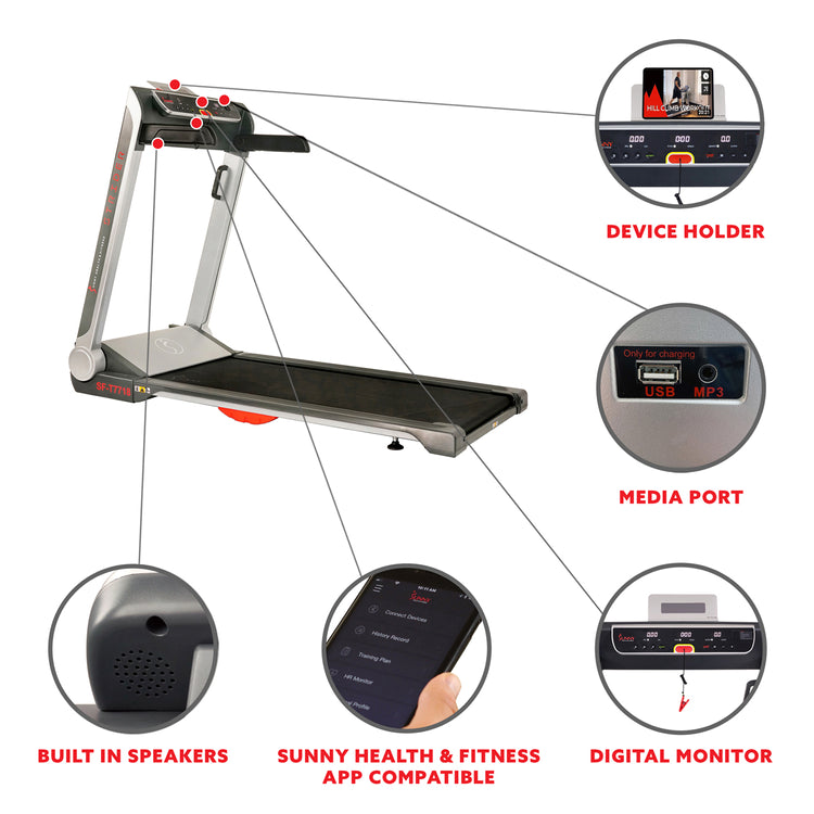 Cinta de correr Sunny Health &amp; Fitness Strider con plataforma LoPro de 20" de ancho SF-T7718