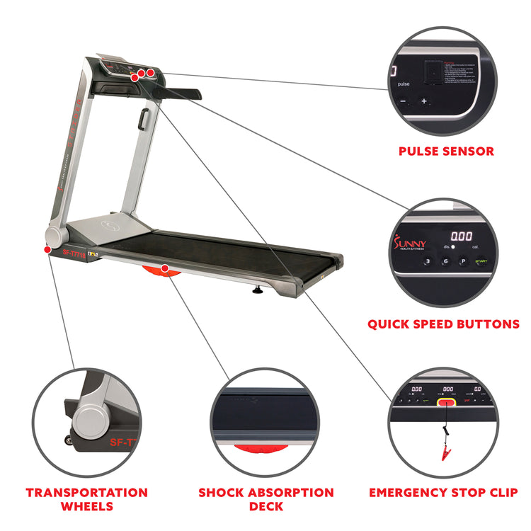 Cinta de correr Sunny Health &amp; Fitness Strider con plataforma LoPro de 20" de ancho SF-T7718