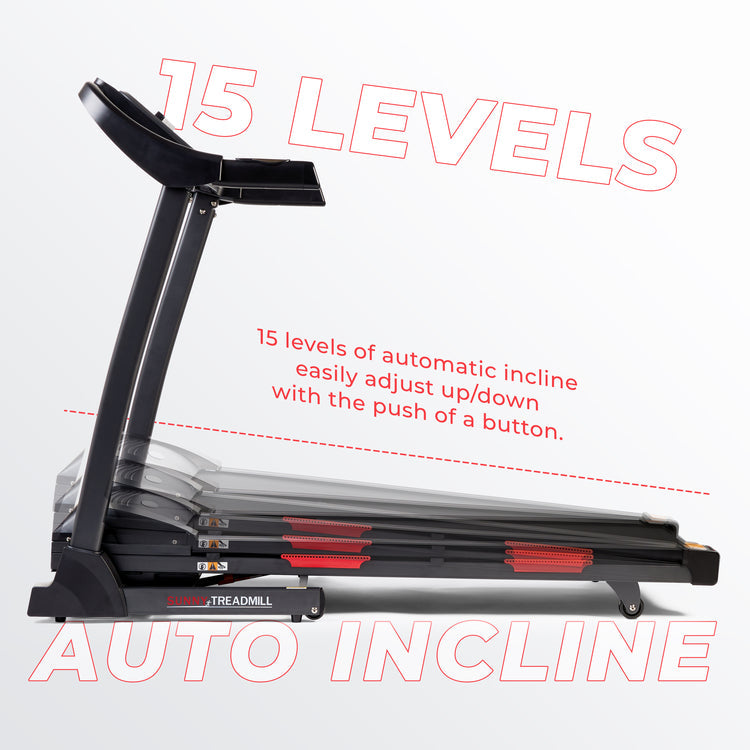 Sunny Health & Fitness Premium Folding Auto-Incline Smart Treadmill with Exclusive SunnyFit App Enhanced Bluetooth Connectivity - SF-T7705SMART