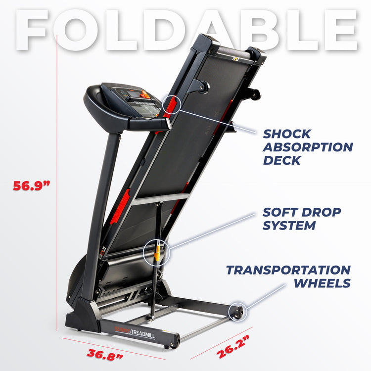 Sunny Health & Fitness Premium Folding Auto-Incline Smart Treadmill with Exclusive SunnyFit App Enhanced Bluetooth Connectivity - SF-T7705SMART