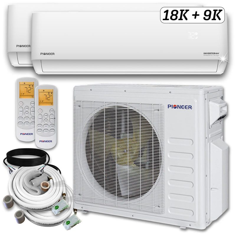Dual Split 27000 BTU 2.25-Ton Diamante Ultra Wi-Fi 22 SEER2 Energy-Star Multi (2) Zone Wall Mount Air Conditioner Heat Pump 230-Volt