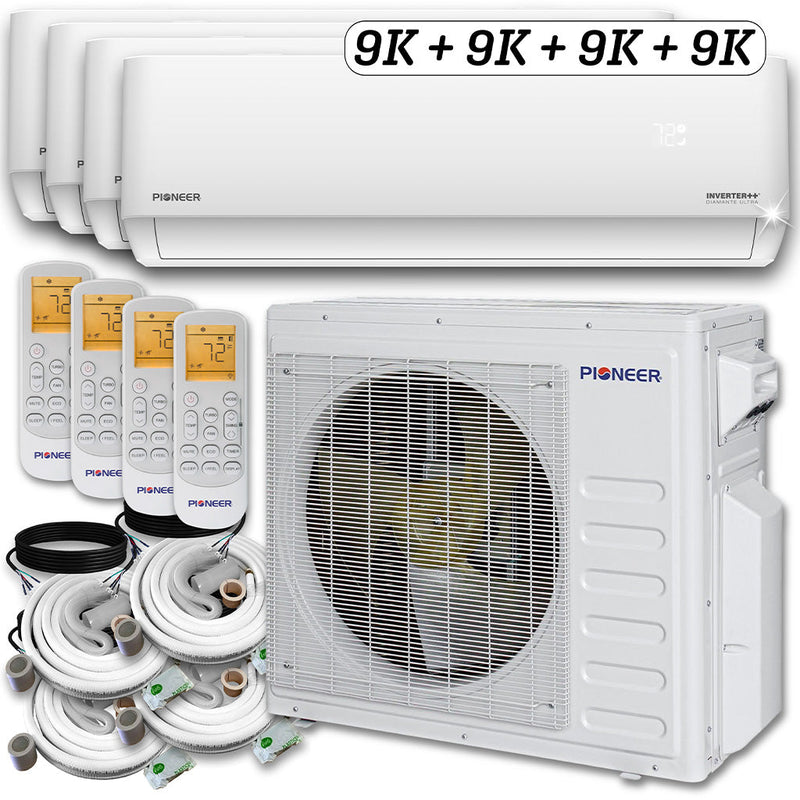 Quad Split 36000 BTU 3-Ton Diamante Ultra Wi-Fi 21.5 SEER Energy-Star Multi (4) Zone Wall Mount Air Conditioner Heat Pump 230-Volt