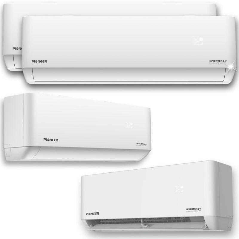 Quad Split 36000 BTU 3-Ton Diamante Ultra Wi-Fi 21.5 SEER Energy-Star Multi (4) Zone Wall Mount Air Conditioner Heat Pump 230-Volt