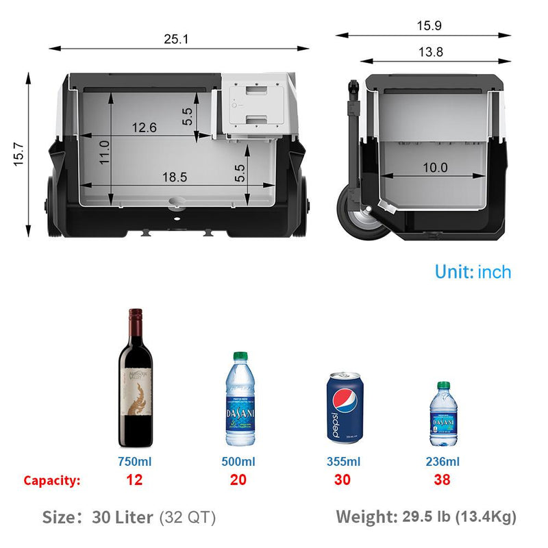 Acopower 30L/32Quarts Fridge Panel Combo