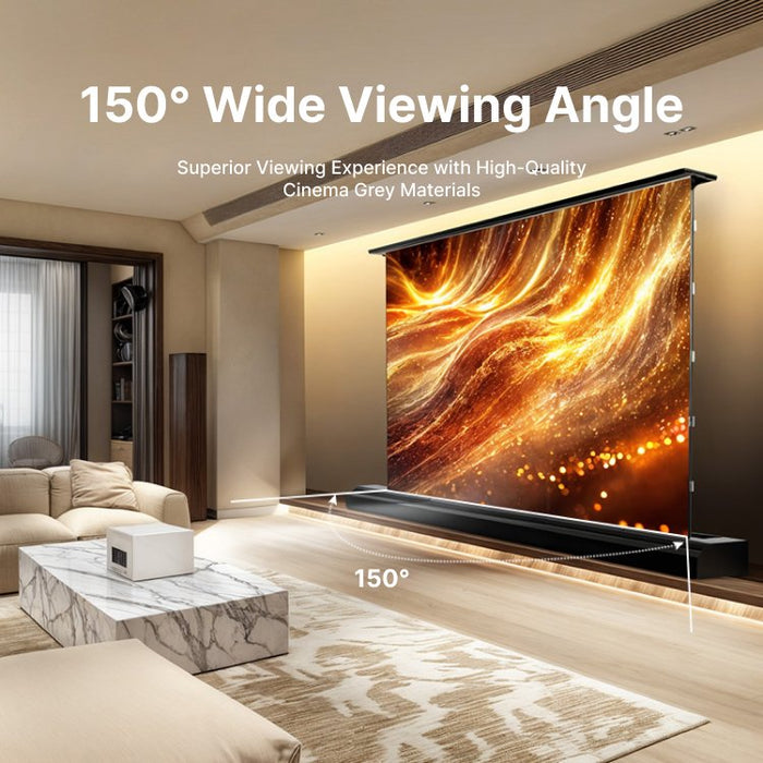 the MUBU Sunrise Rollable Motorized Floor Rising Projector Screen