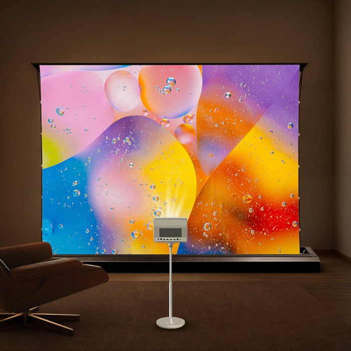 the MUBU Sunrise Rollable Motorized Floor Rising Projector Screen ...