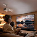the MUBU Sunrise Rollable Motorized Floor Rising Projector Screen