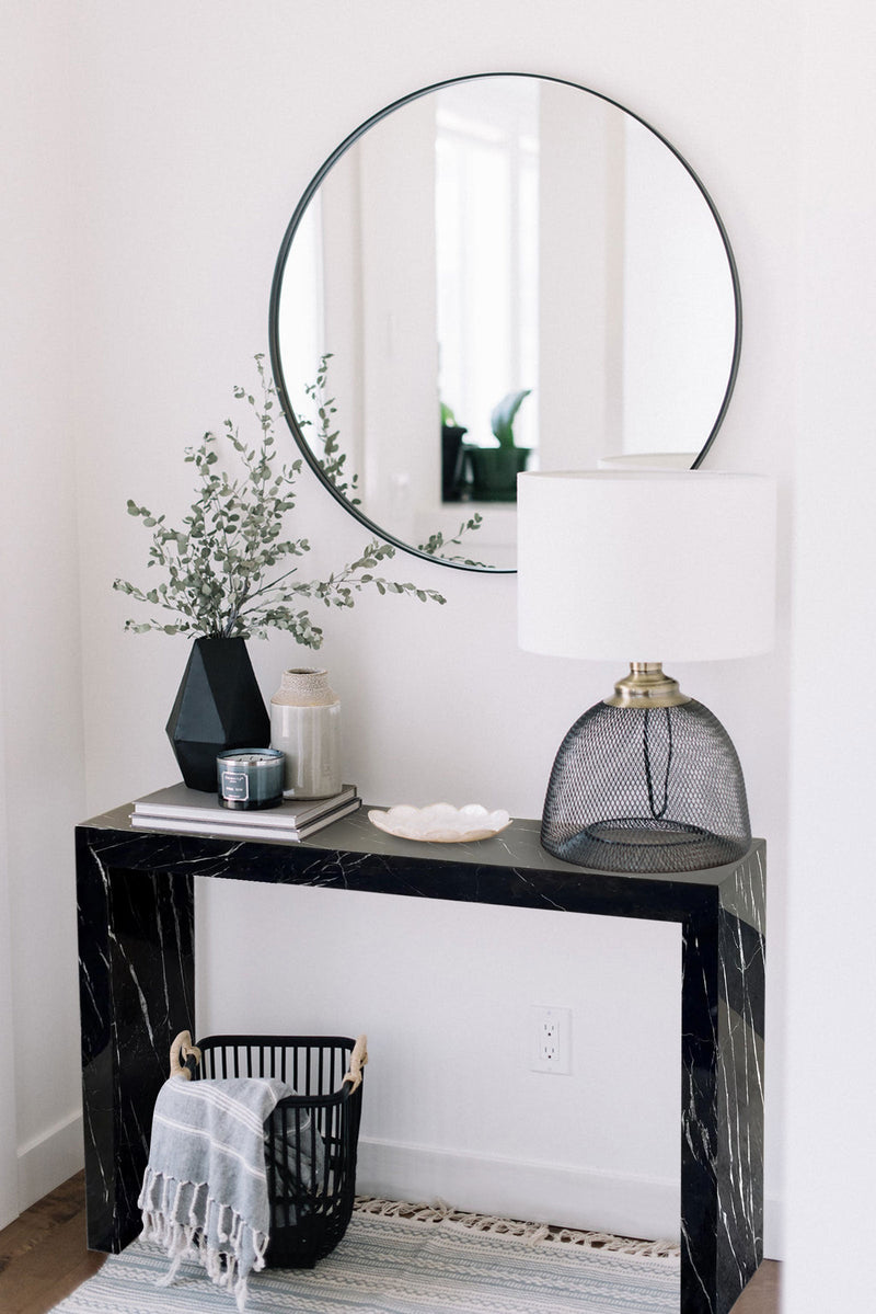 Toros Black Marble Rectangular Console Polished (W)12" (L)40" (H)30"