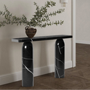 Toros Black Marble Designer Round Legs Console Polished